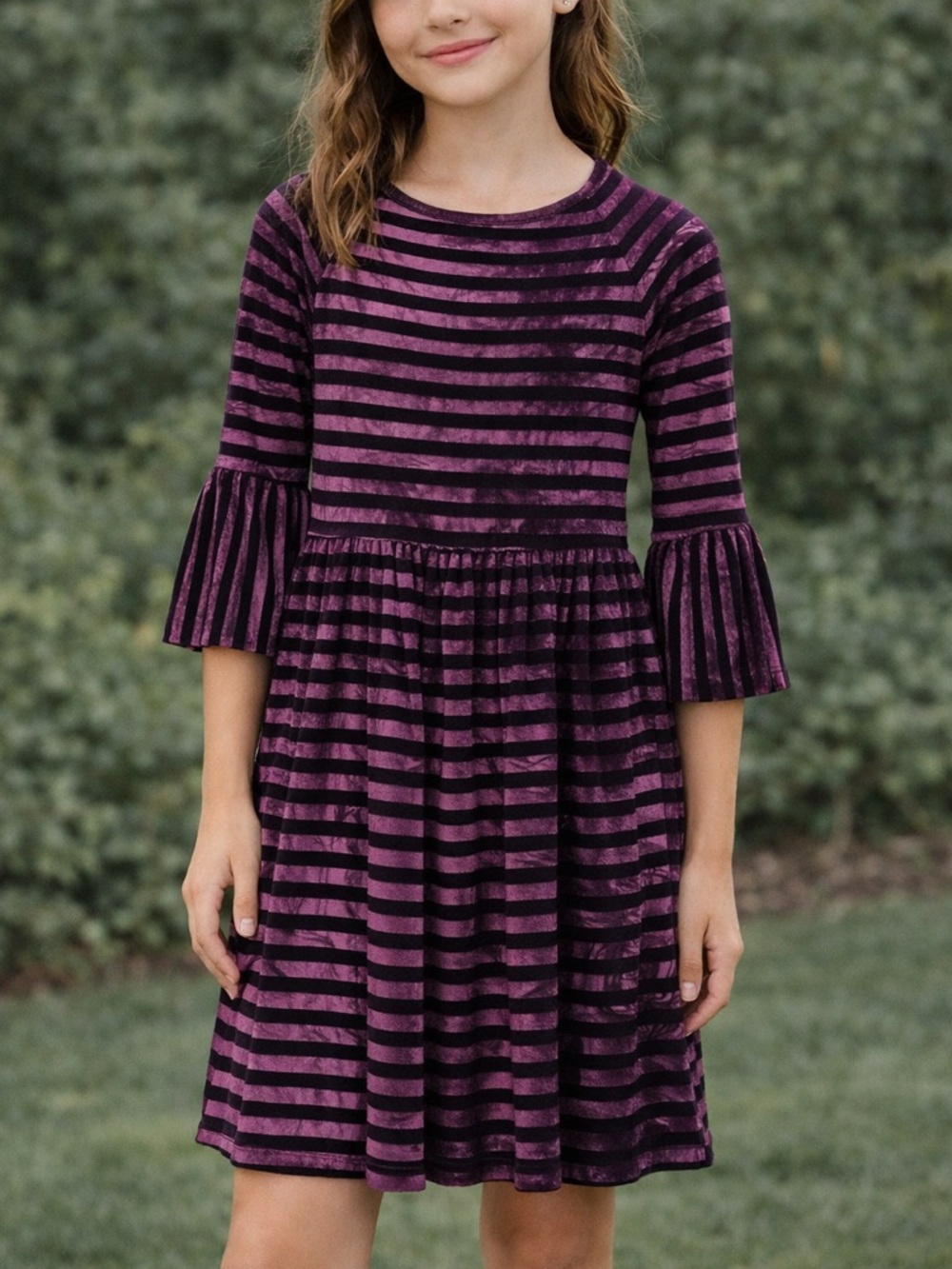 NWT - 💜 Pippa & Julie Girls Dress | Size 14 | Purple Tie-Dye with Black Stripes